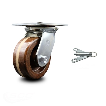 Service Caster 5 Inch Heavy Duty High Temp Phenolic Caster with Roller Bearing and Swivel Lock SCC-35S520-PHRHT-BSL